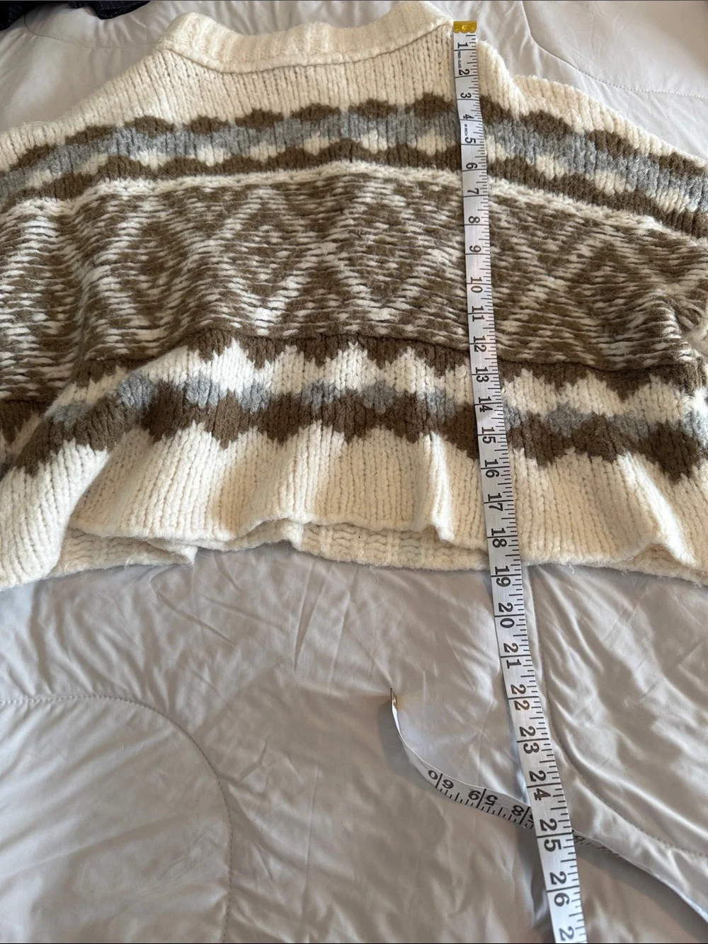 Free People Cream and Brown Fair Isle Cowl Sweater